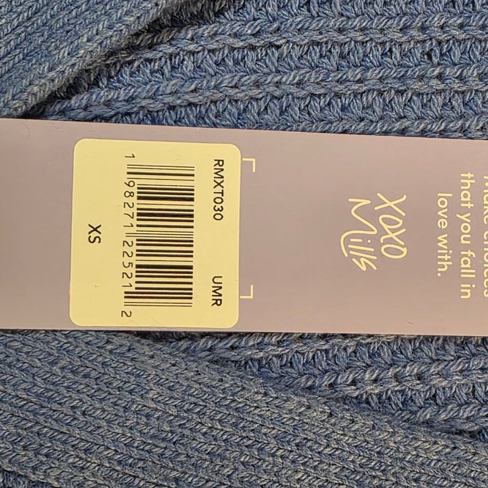 FLORENCE BY MILLS Blue Bright Side Cropped Knit Cardigan Sweater V-Neck XS NWT - Picture 4 of 7